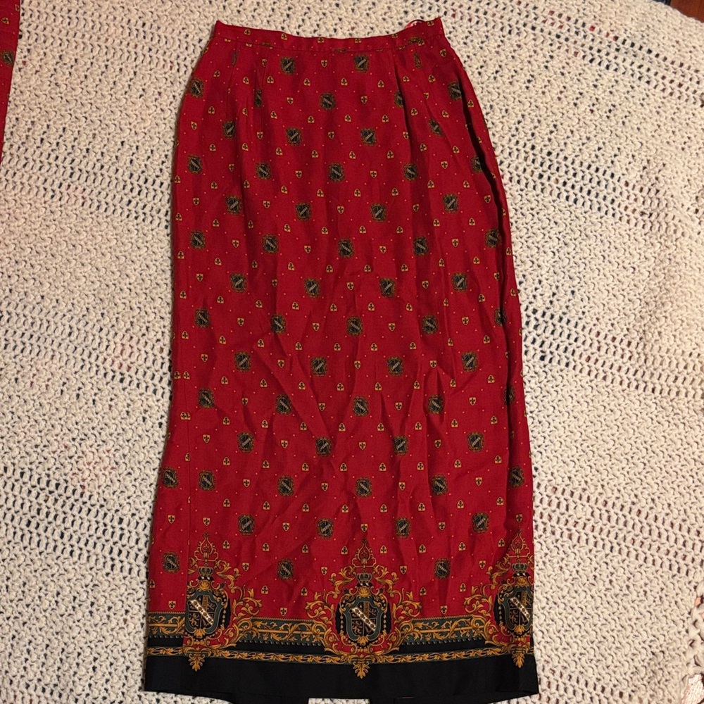 Donna Morgan Red and Black Long Sleeve Dress - Picture 6 of 7